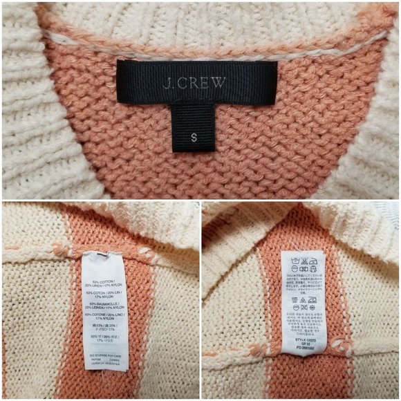 J Crew mixed stripe sweater ivory peach size S - Picture 7 of 8